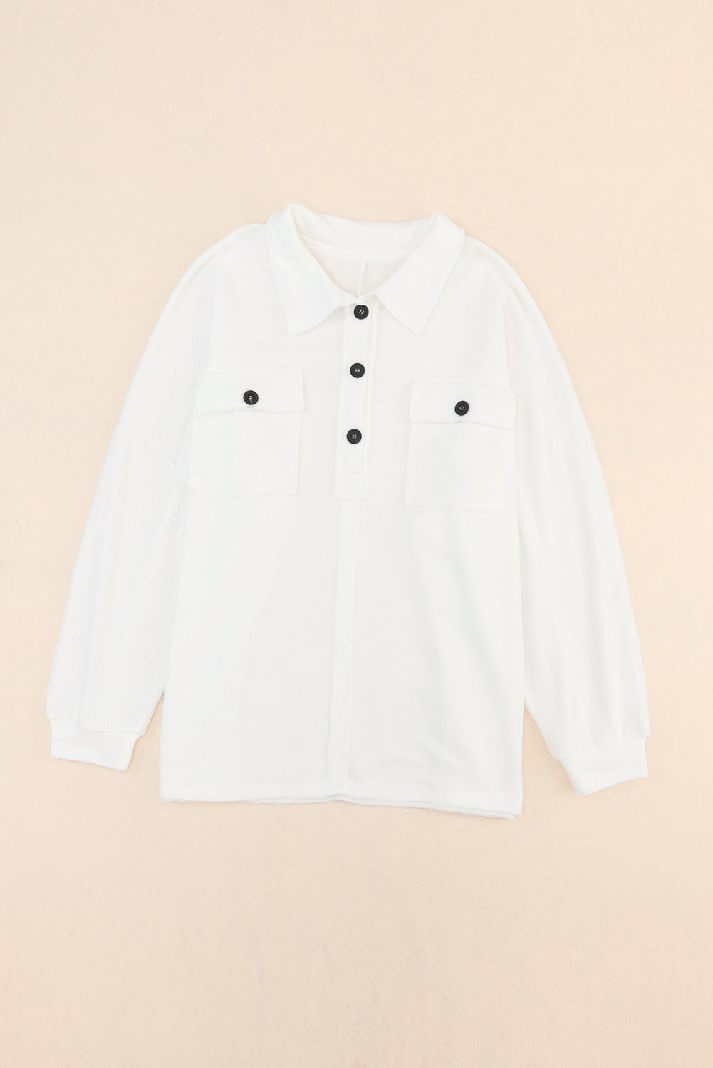 Black Plus Long Sleeve Flap Pocket Henley Top