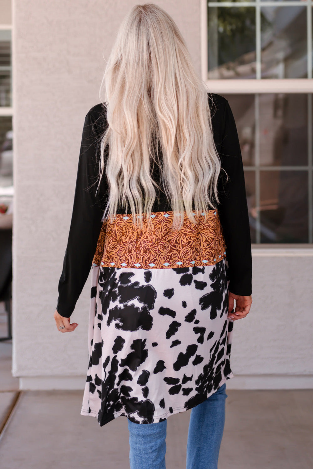 Western Pattern / Cow Patchwork Cardigan