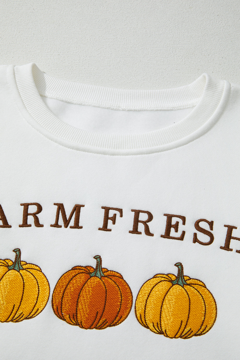 White FARM FRESH PUMPKINS Embroidered Sweatshirt