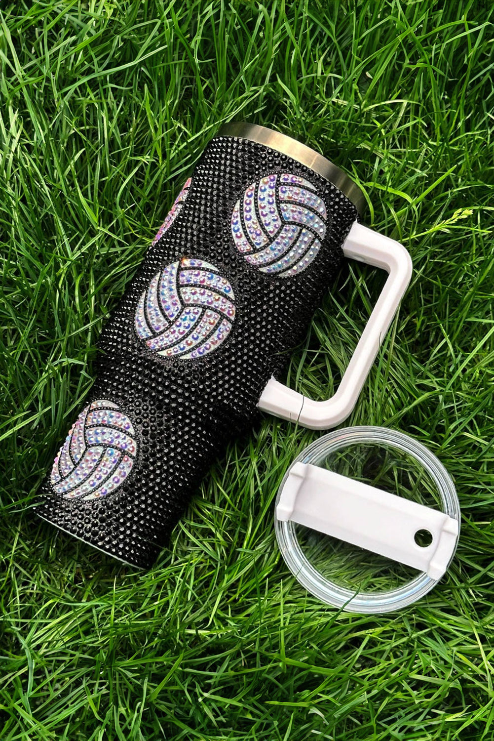 40 Oz Rhinestone Volleyball Tumbler with Handle