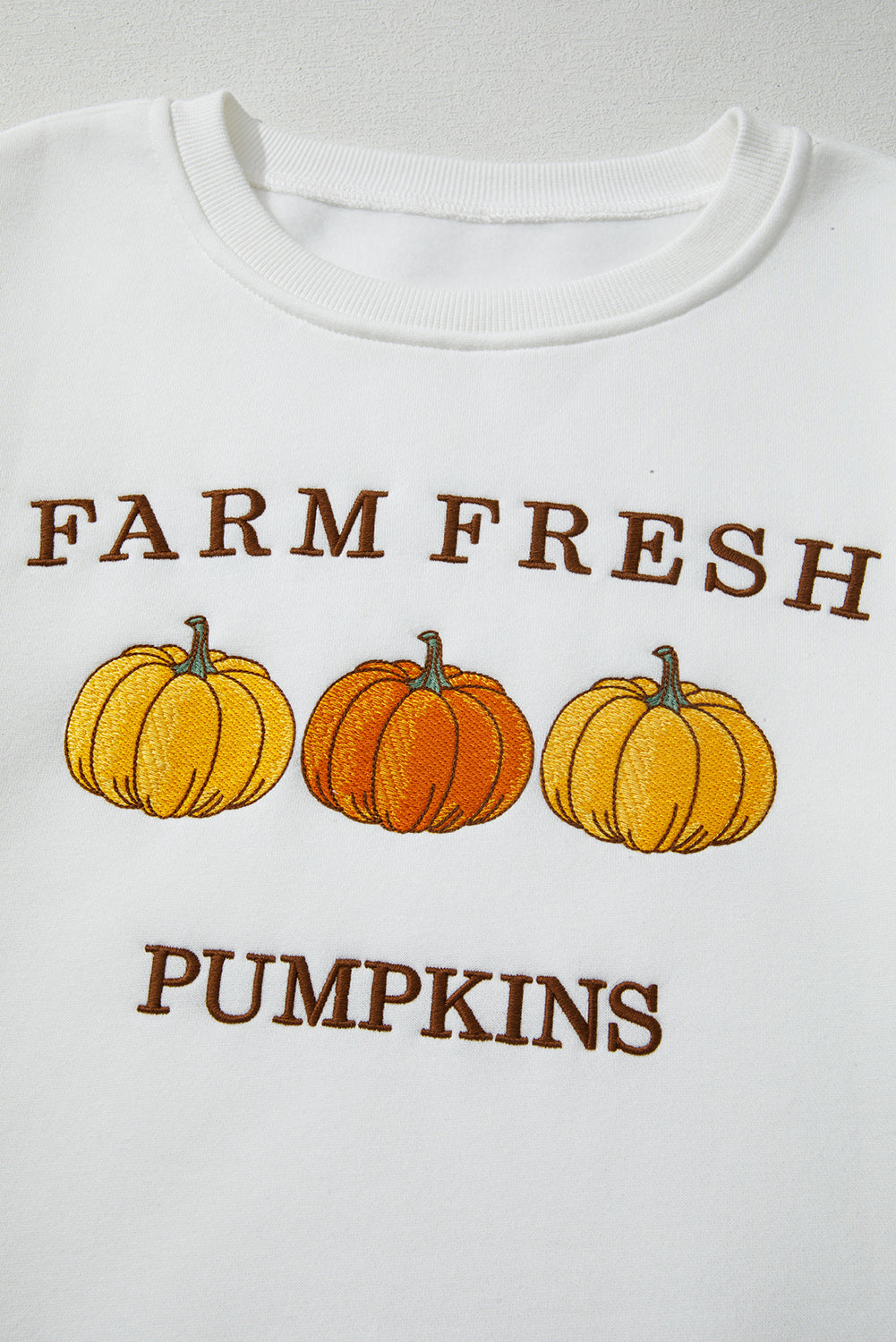 White FARM FRESH PUMPKINS Embroidered Sweatshirt