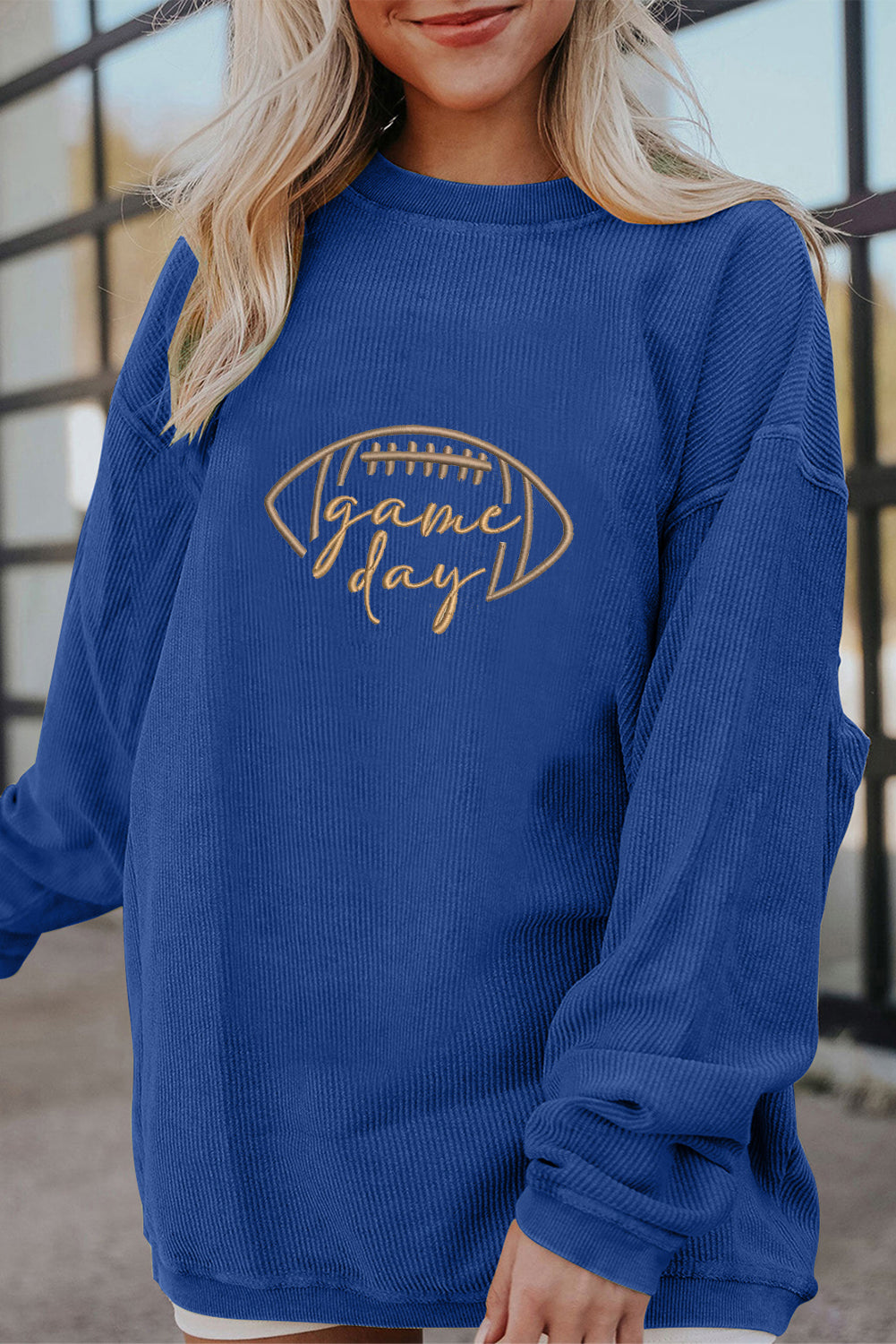 Game Day Embroidered Corduroy Sweatshirt