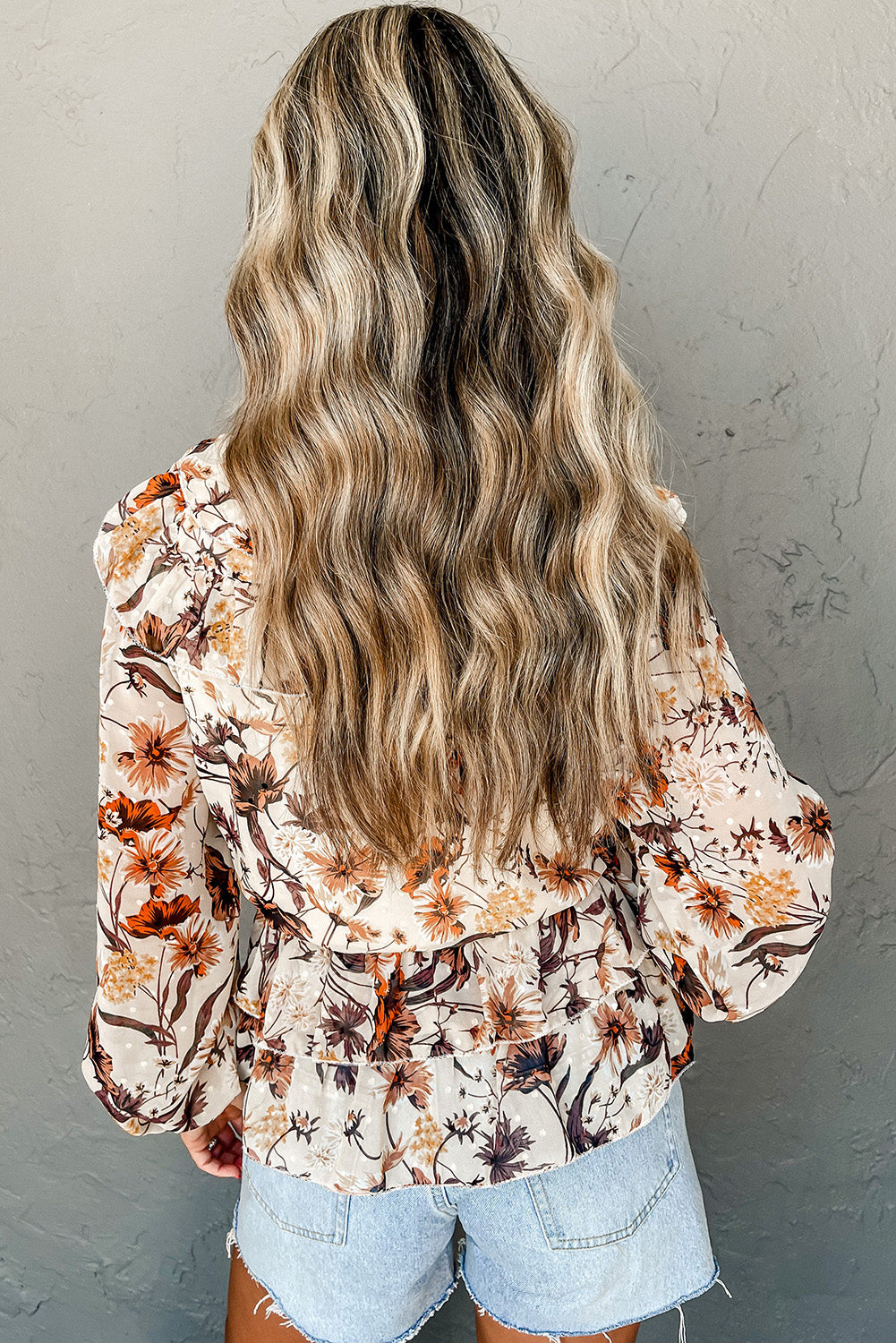 Parchment Floral Peplum Top
