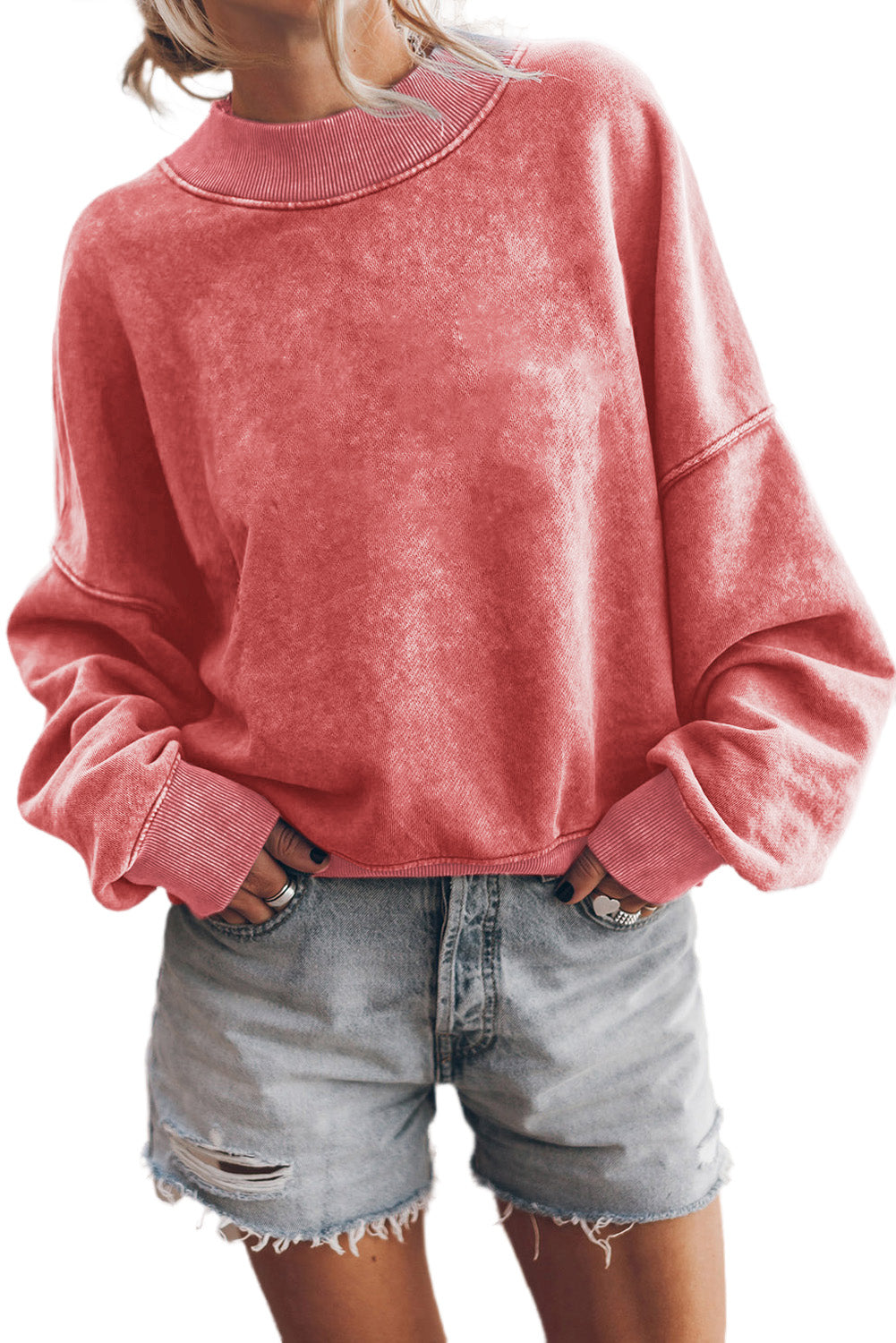 Sky Blue Drop Shoulder Crew Neck Pullover Sweatshirt