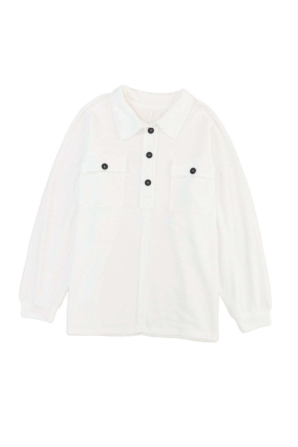Black Plus Long Sleeve Flap Pocket Henley Top