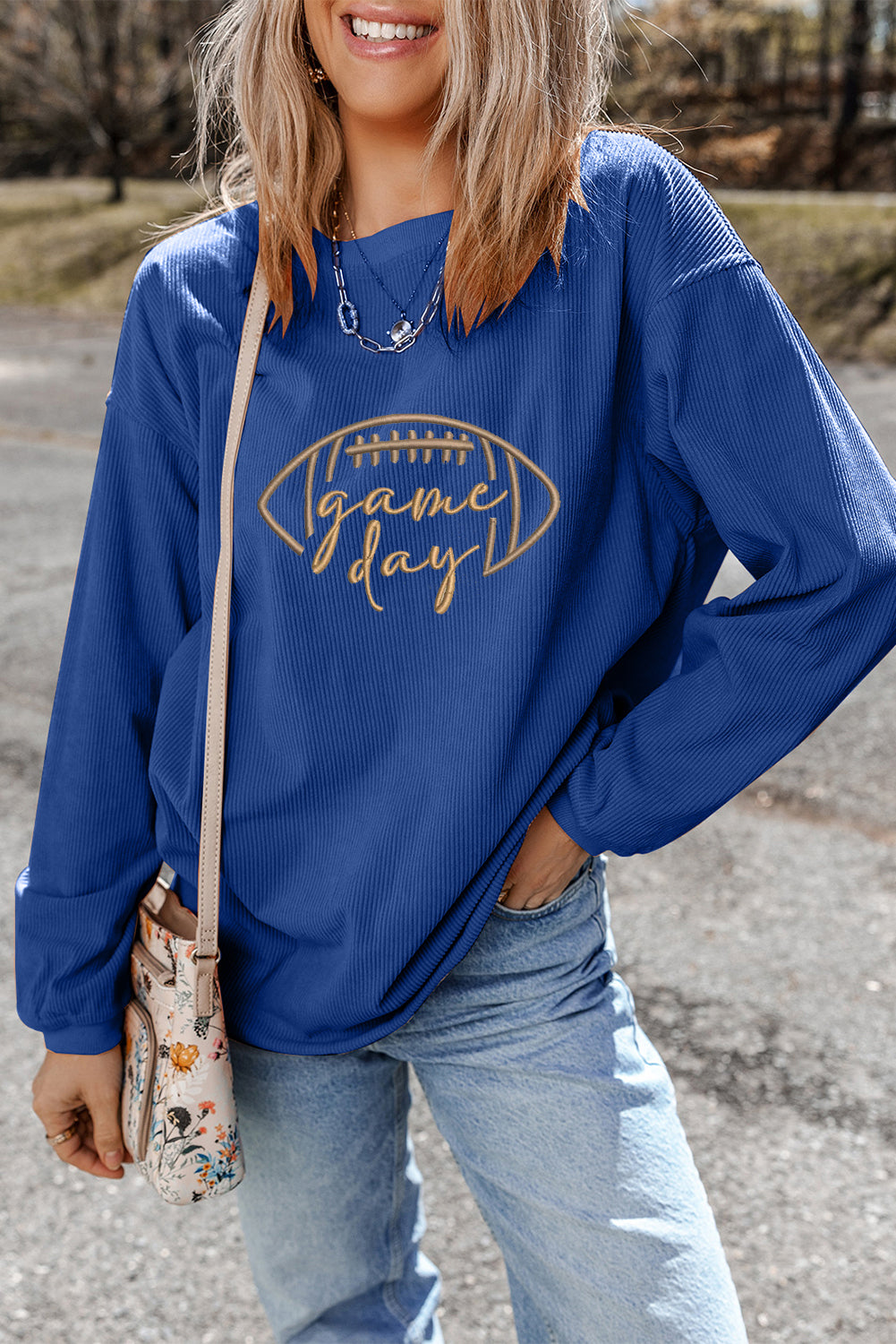 Game Day Embroidered Corduroy Sweatshirt