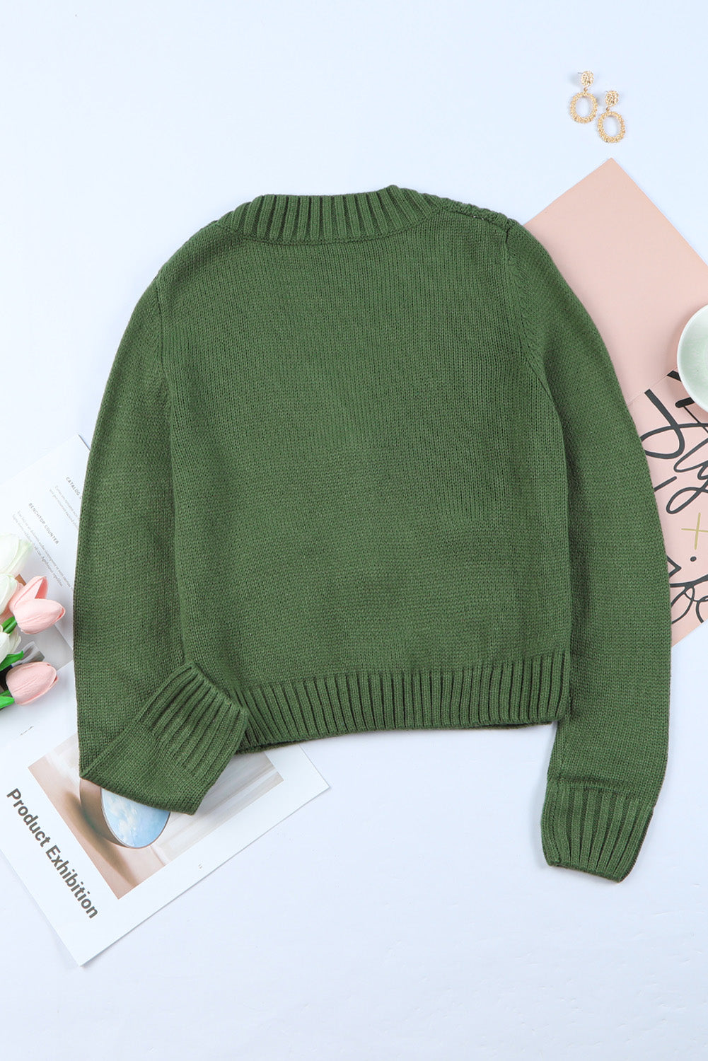 Green Textured Cardigan