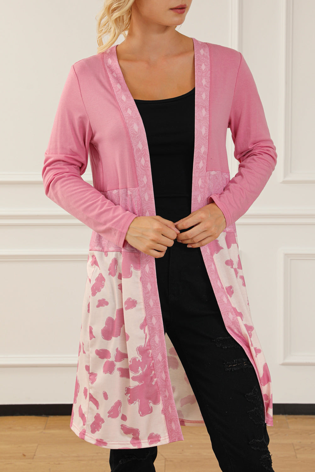 Western Pattern / Cow Patchwork Cardigan