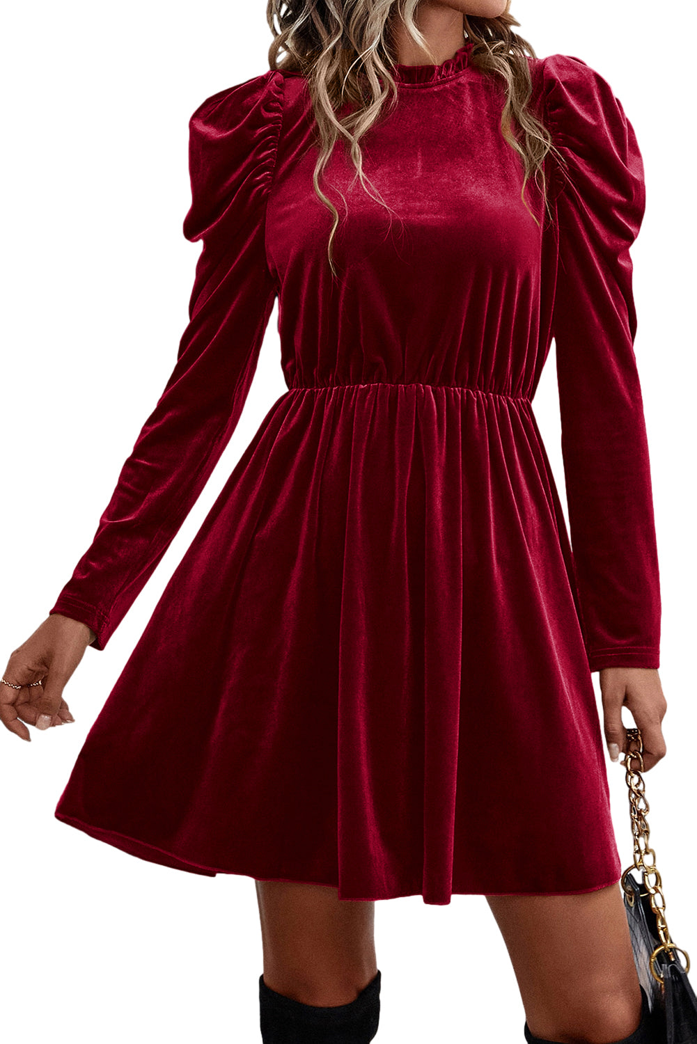 Red Dahlia Velvet Swing Dress