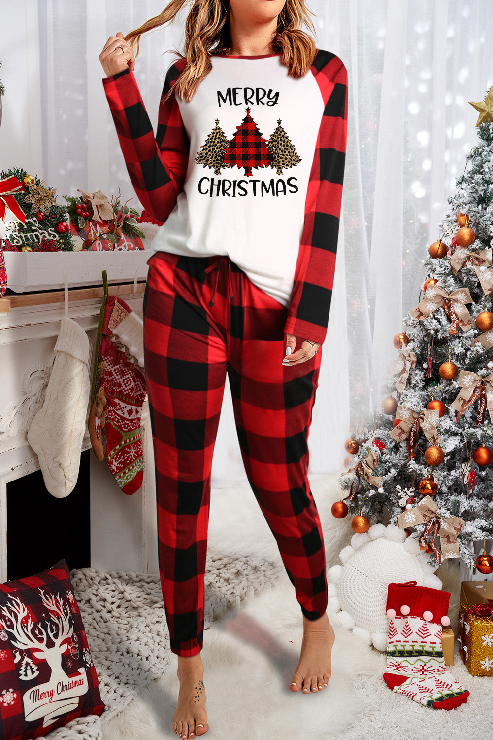 Christmas Plaid Two Piece Lounge Set