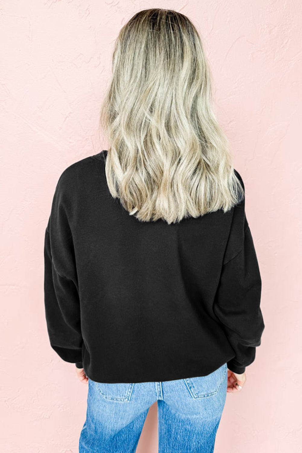 Black FA LA LA Christmas Letter Graphic Sweatshirt