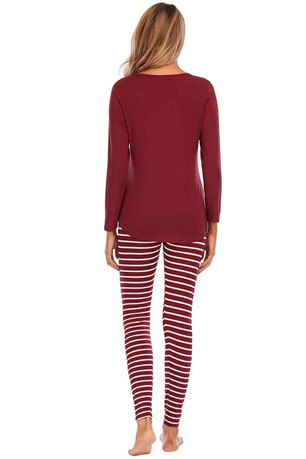Deer Top and Striped Pants Lounge Set