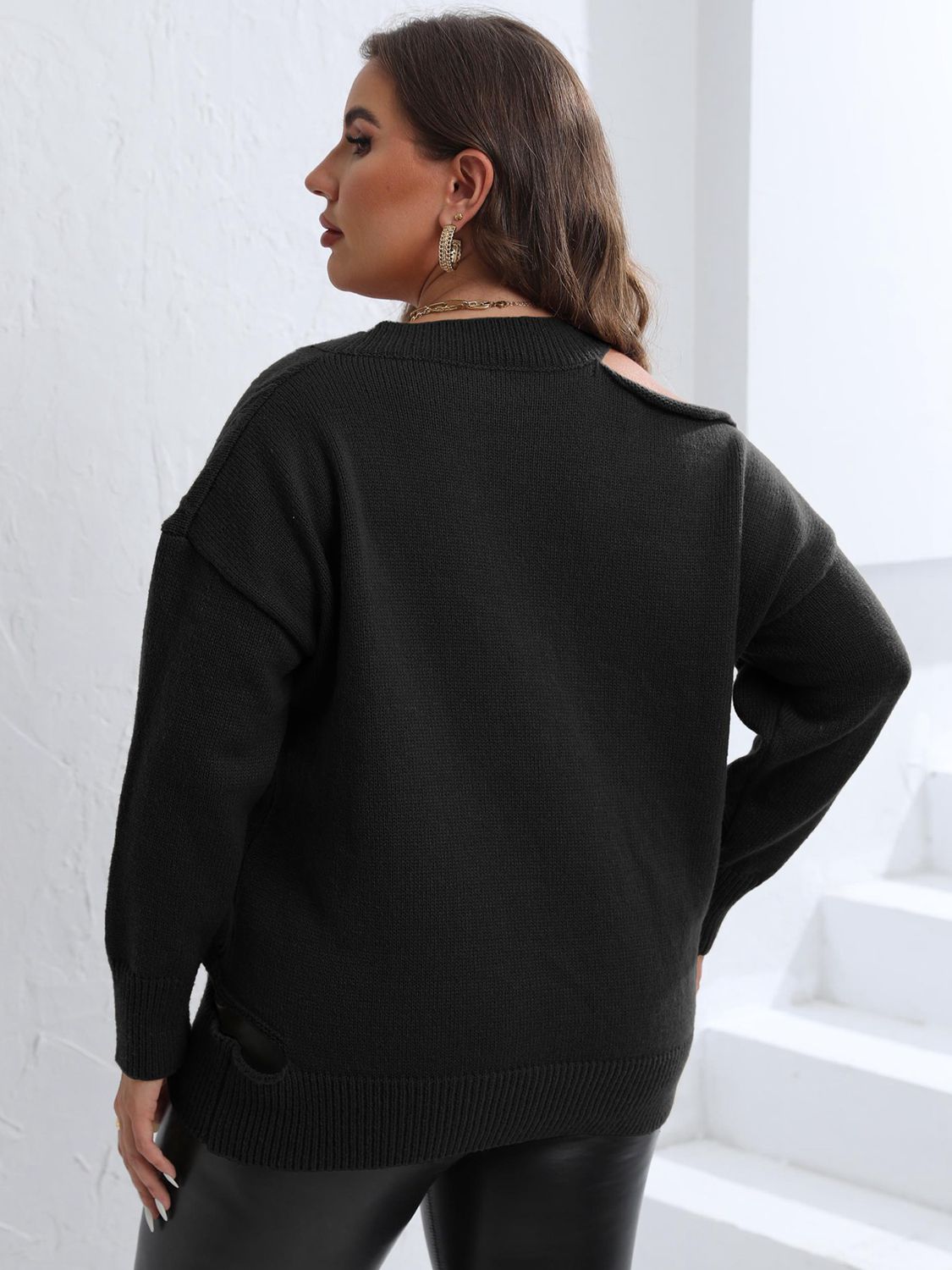 Plus Size cold-shoulder Sweater