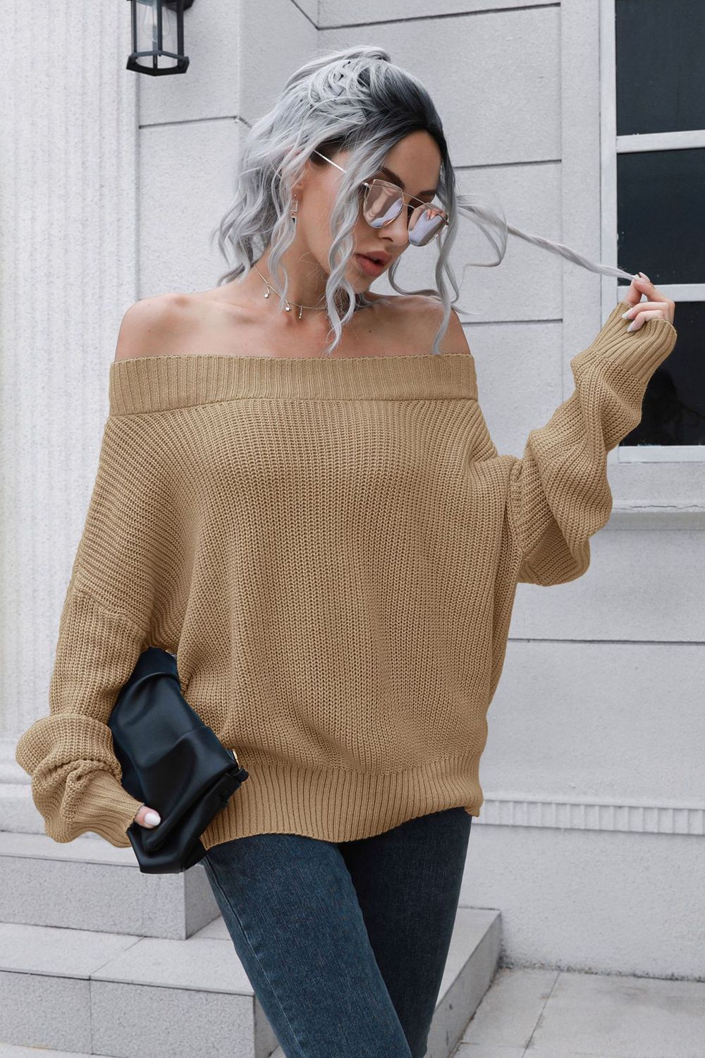 Off-Shoulder Pullover Sweater