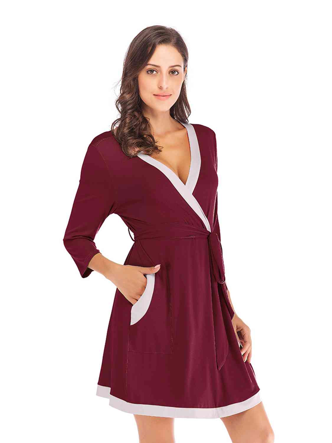 Tie Waist Robe with Pockets