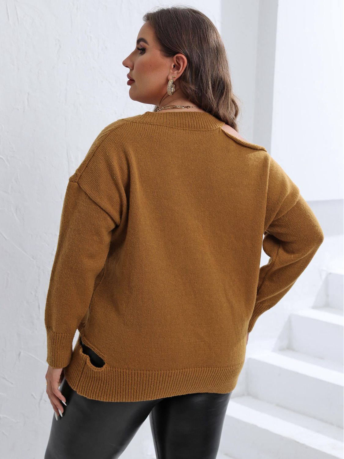 Plus Size cold-shoulder Sweater