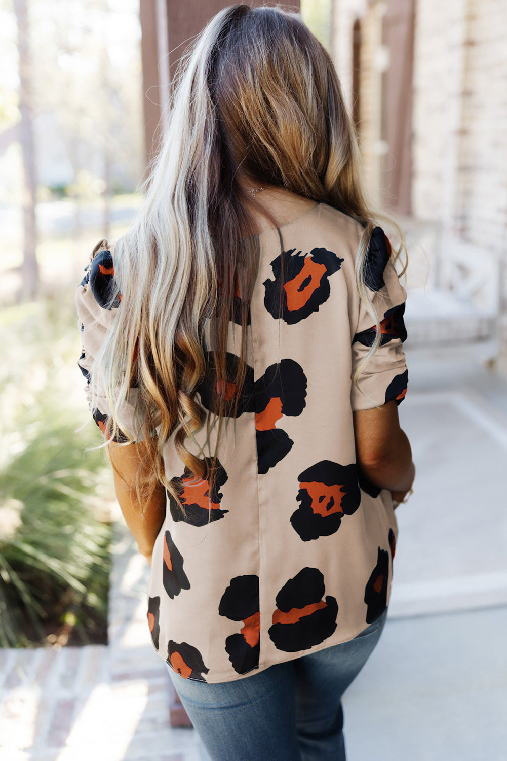 Ruched leopard Print Blouse