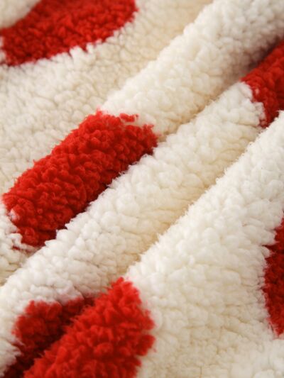 Fuzzy Heart Pocketed Hoodie