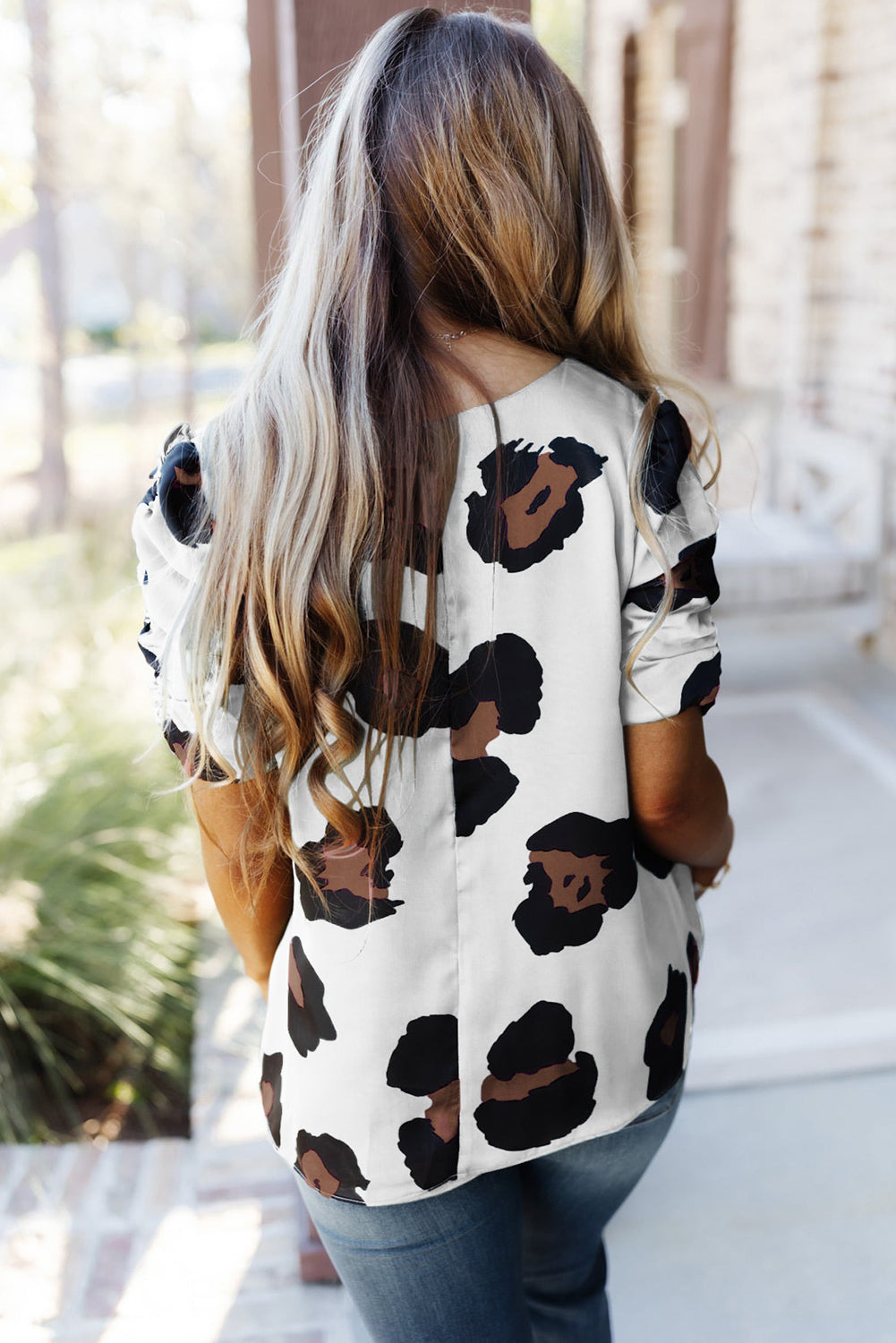 Ruched leopard Print Blouse