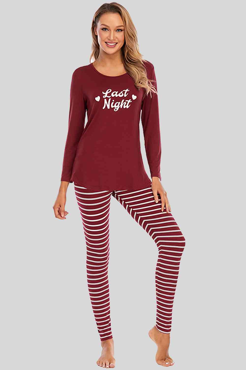 Deer Top and Striped Pants Lounge Set
