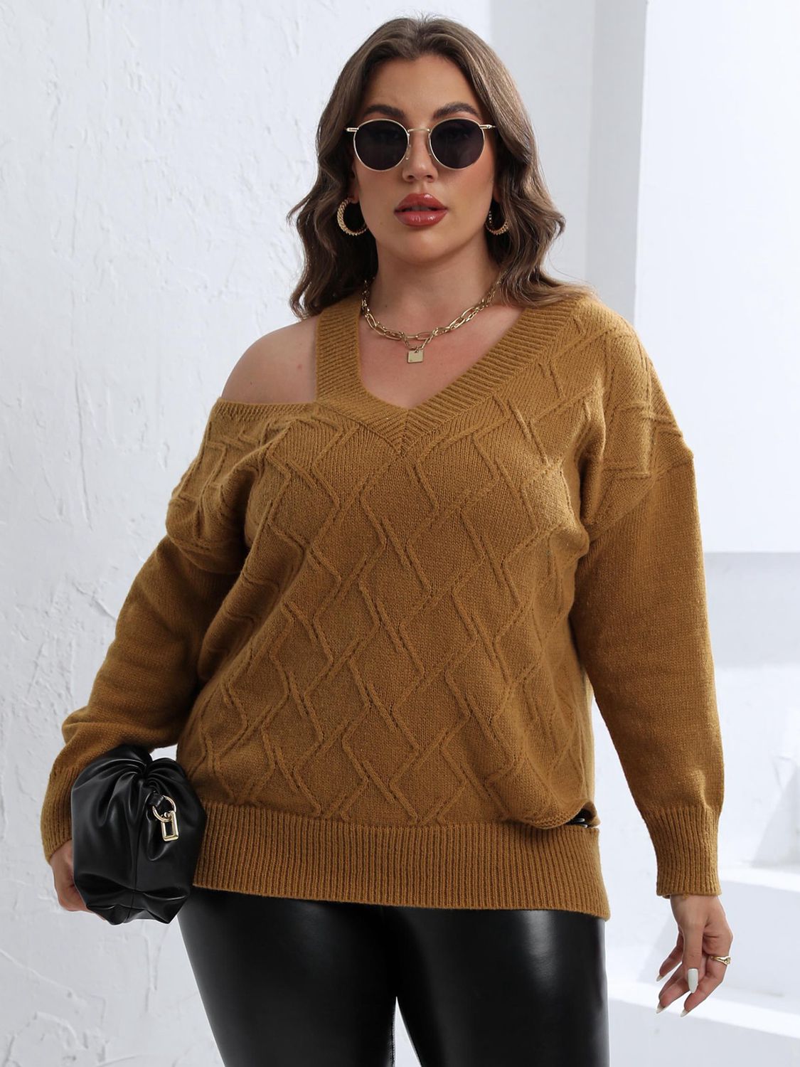 Plus Size cold-shoulder Sweater