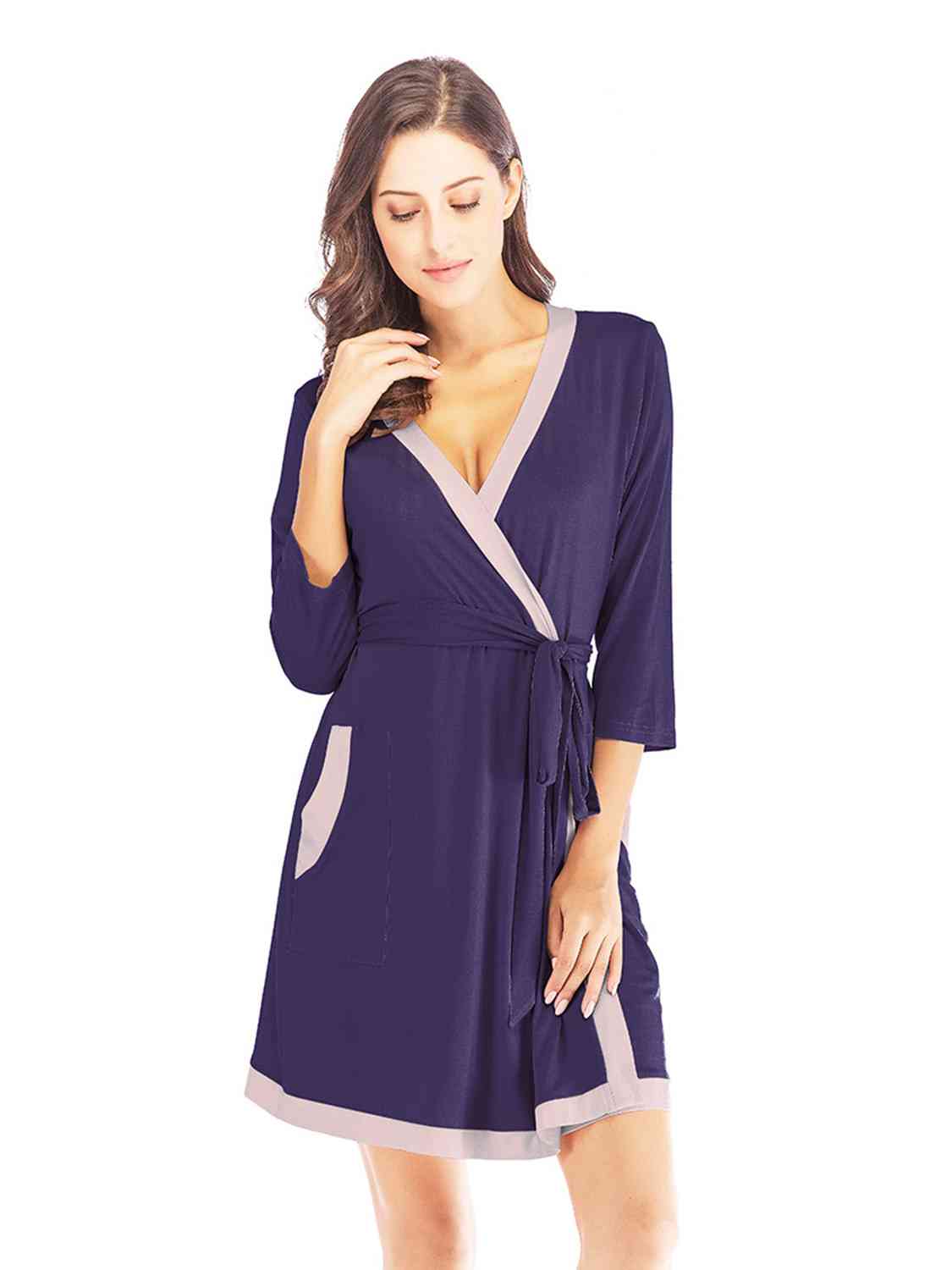 Tie Waist Robe with Pockets