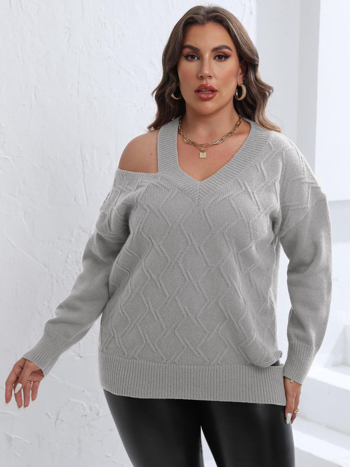Plus Size cold-shoulder Sweater
