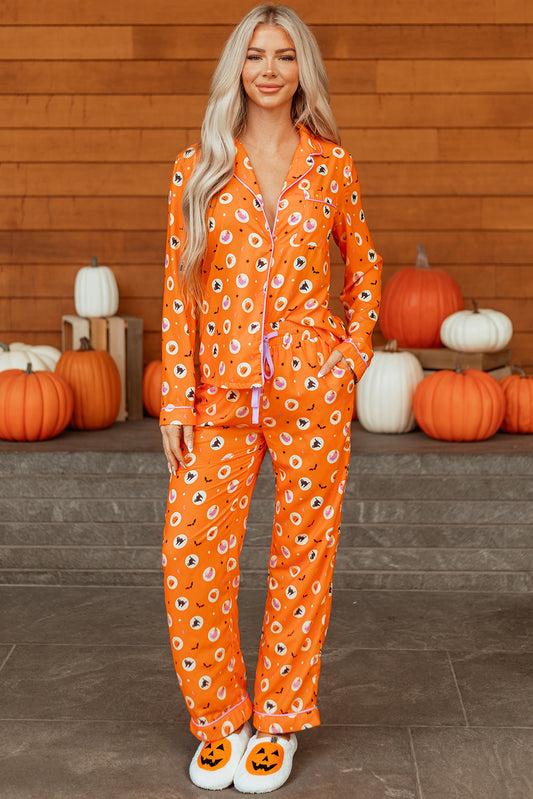 Orange Halloween 2pcs Pajama Set