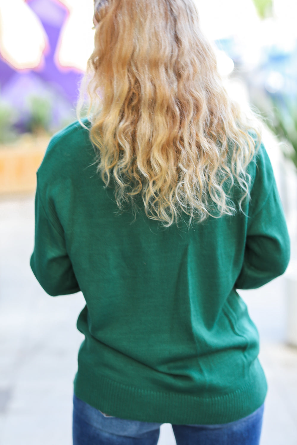 Be Merry Hunter Green Pop Up Lurex Sweater