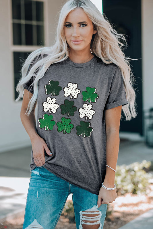 Gray Dotted Clovers T Shirt