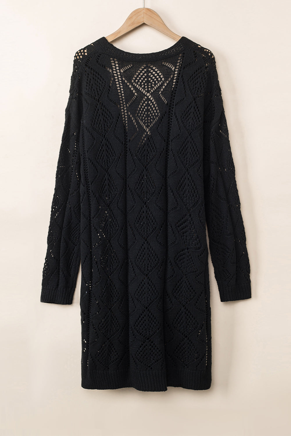 Orange Hollow-out Openwork Knit Cardigan