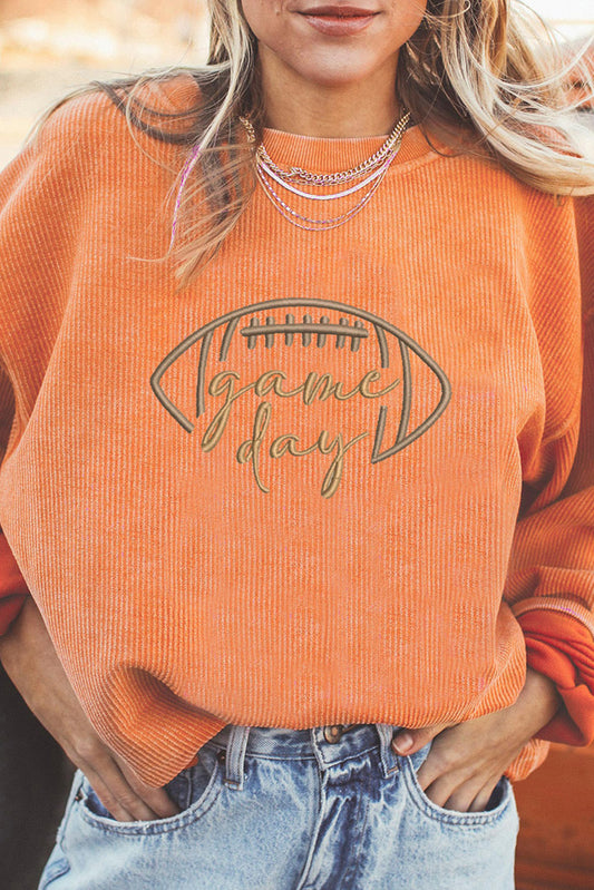 Game Day Embroidered Corduroy Sweatshirt