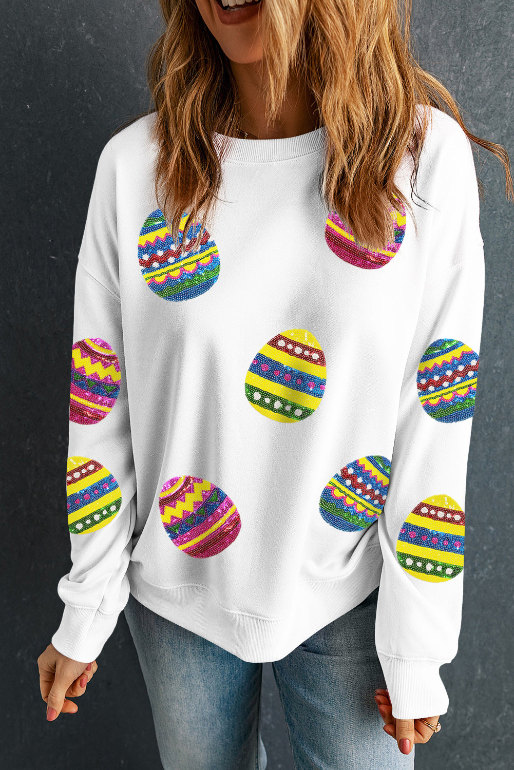 Eater Egg Sequin Crew Neck Sweatshirt