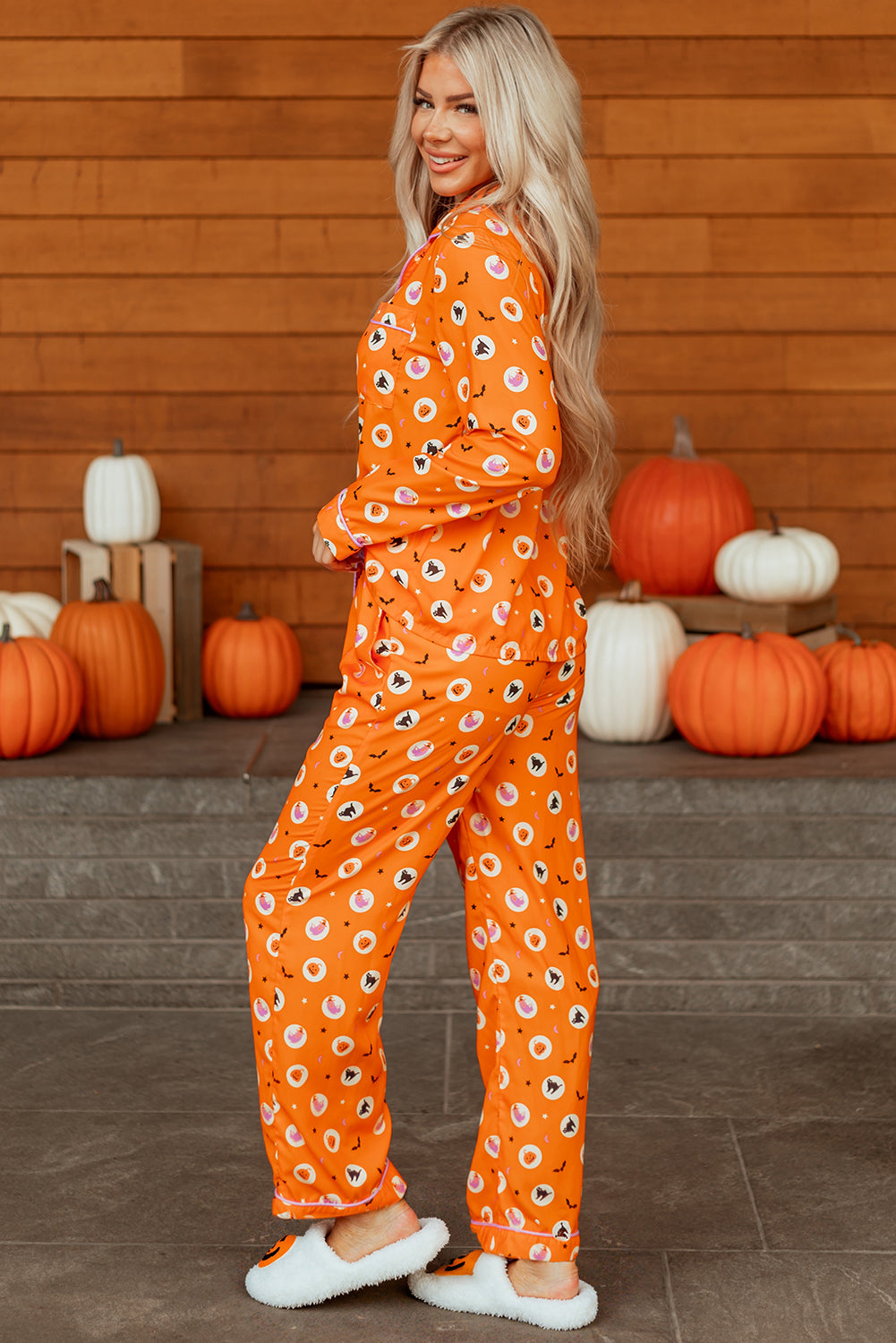 Orange Halloween 2pcs Pajama Set