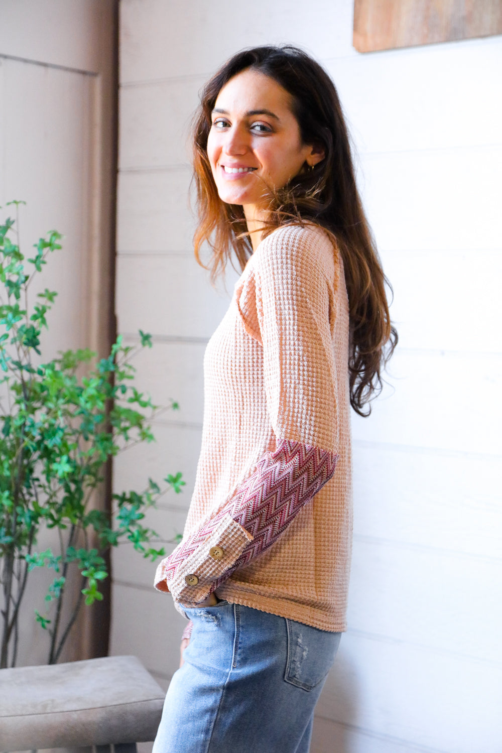 Zigzag Charm Blush Thermal Long Sleeve