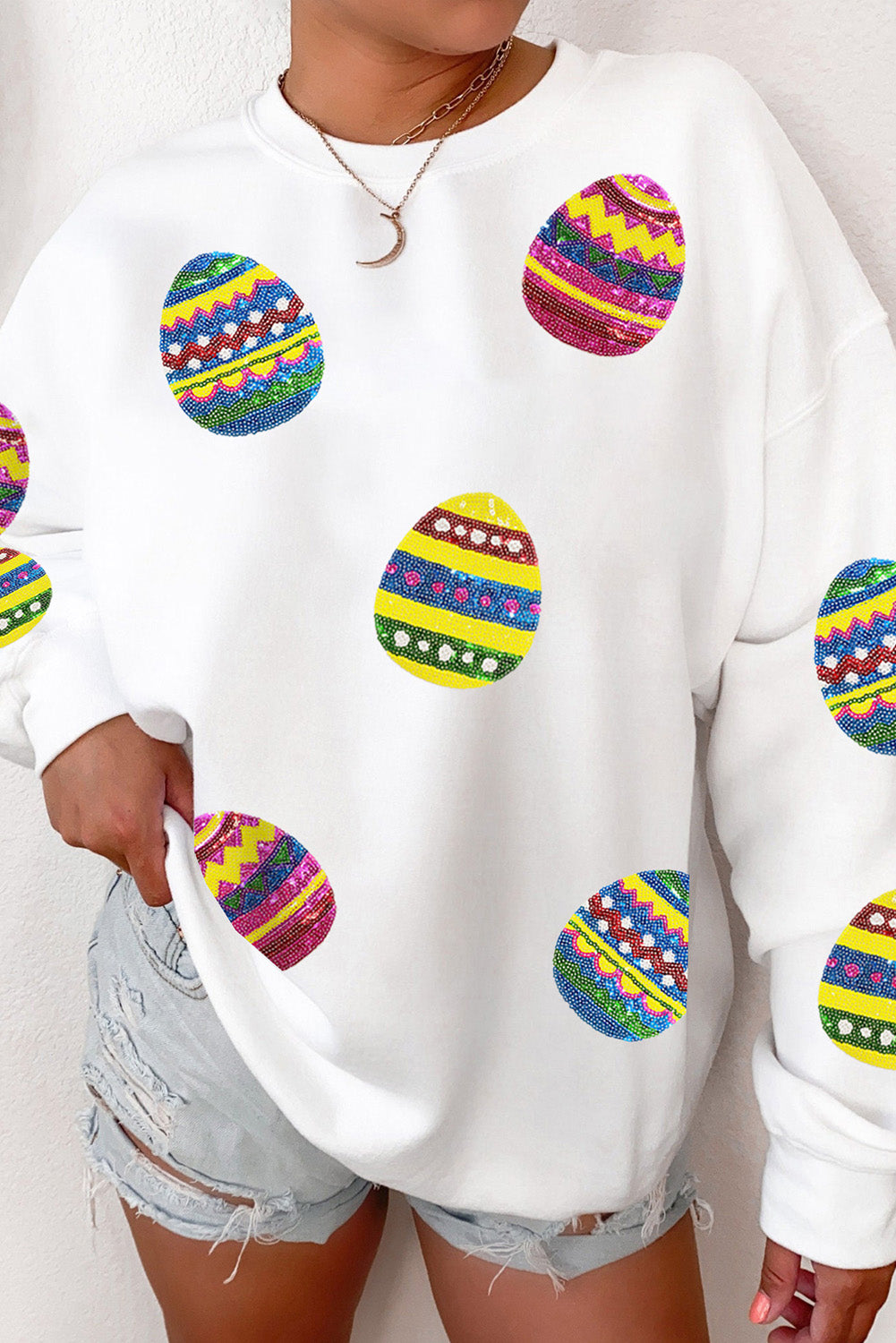 Eater Egg Sequin Crew Neck Sweatshirt