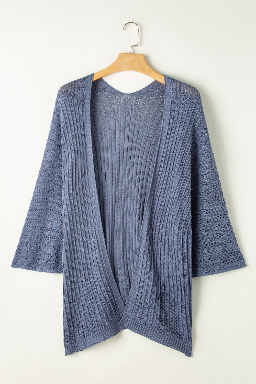 White Hollow-out Knit Kimono Lightweight Cardigan