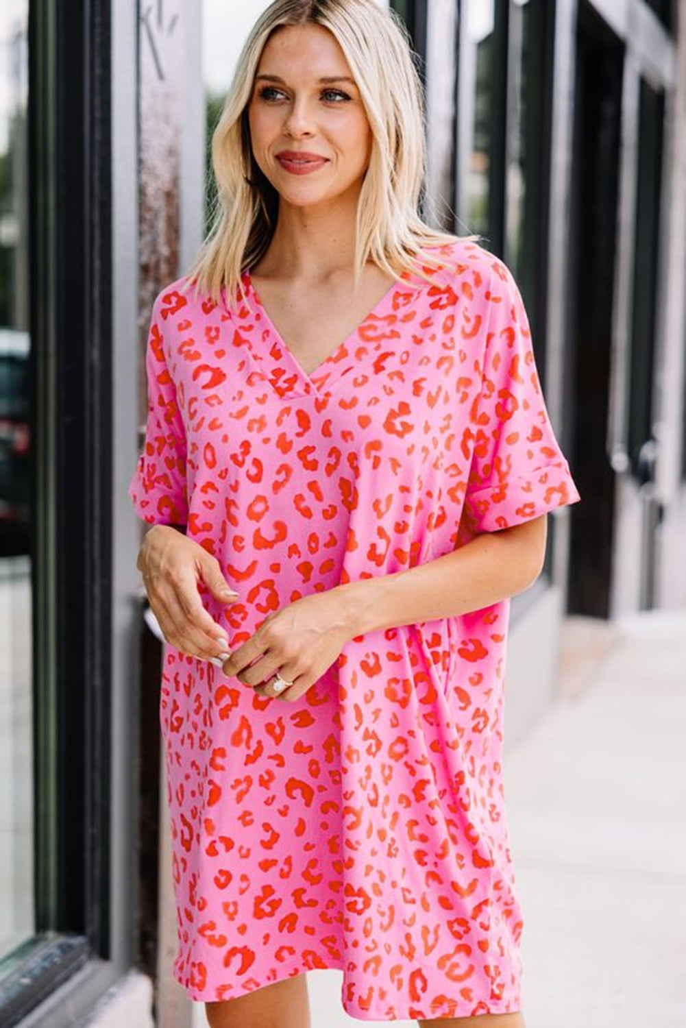 Oversized Leopard Puff Sleeve Blouse