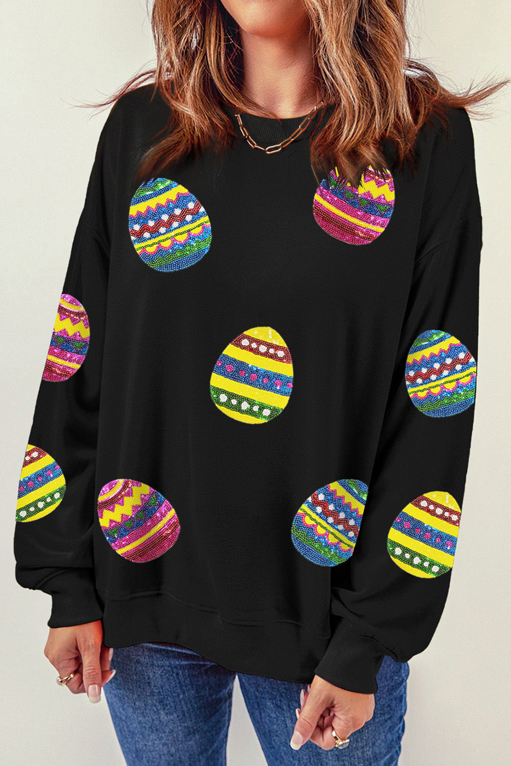 Eater Egg Sequin Crew Neck Sweatshirt