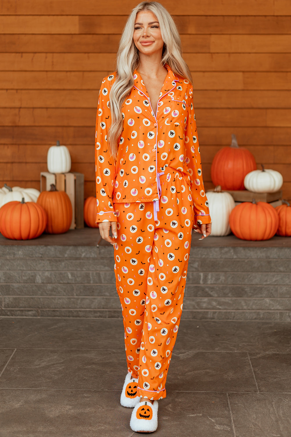 Orange Halloween 2pcs Pajama Set