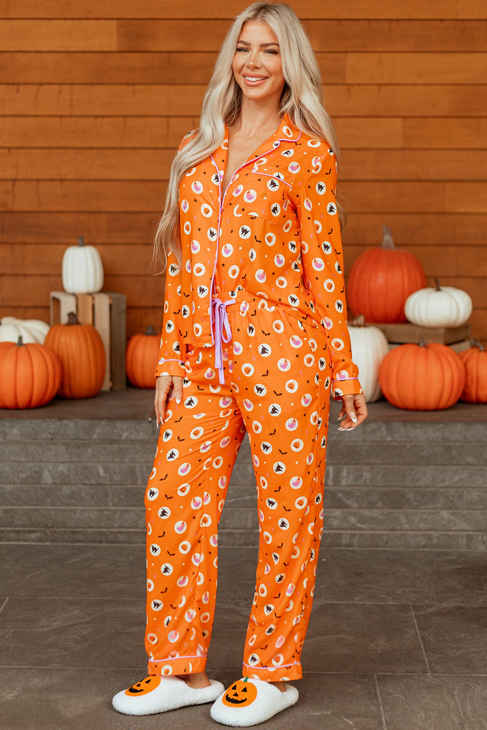 Orange Halloween 2pcs Pajama Set