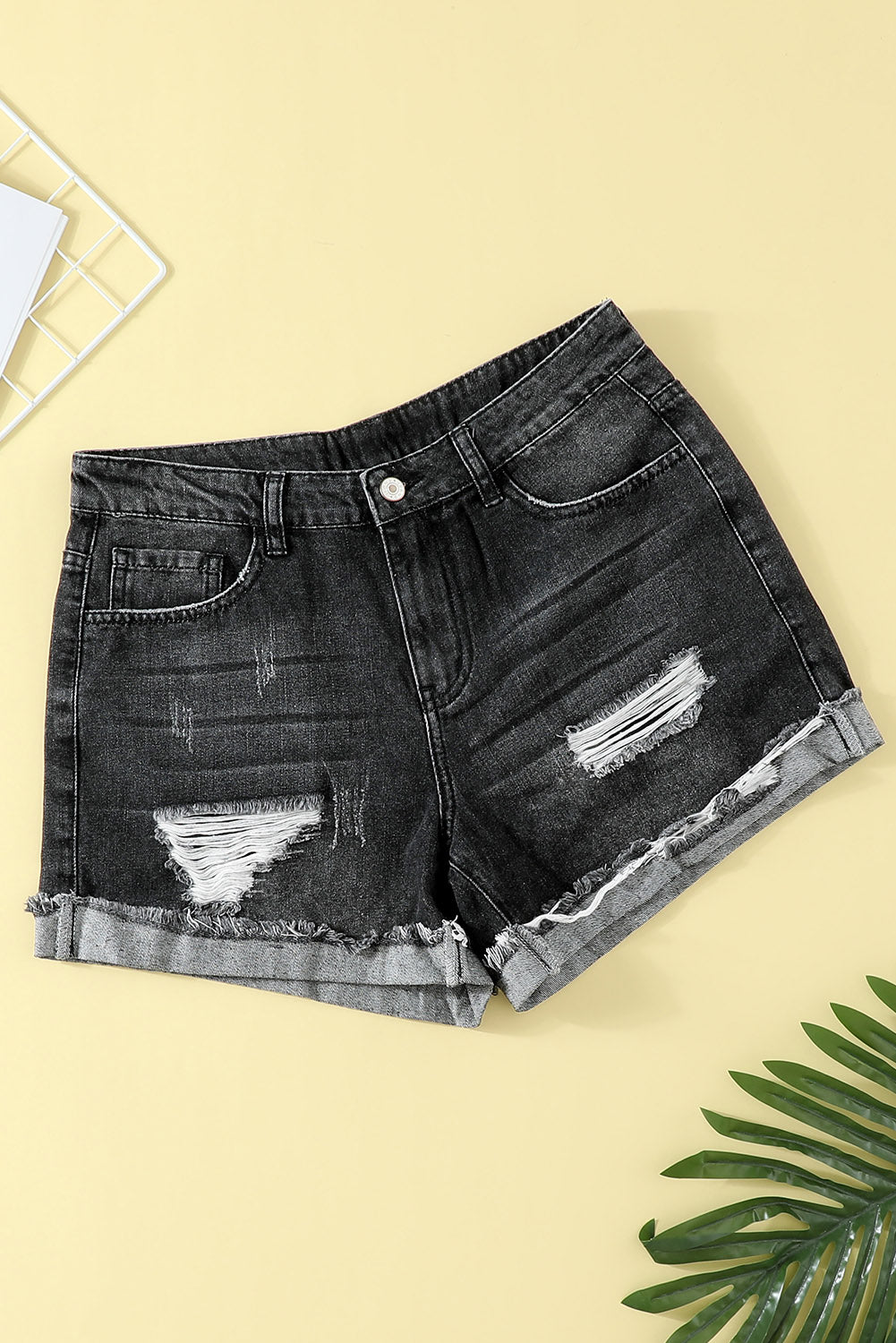 Distressed Denim Shorts