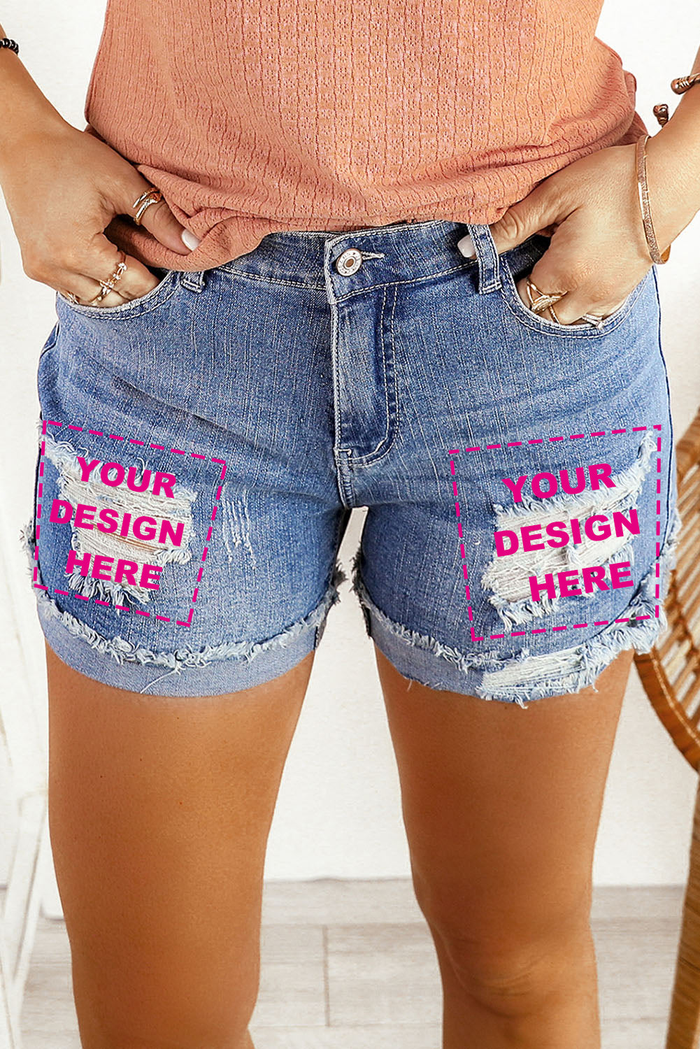 Distressed Denim Shorts