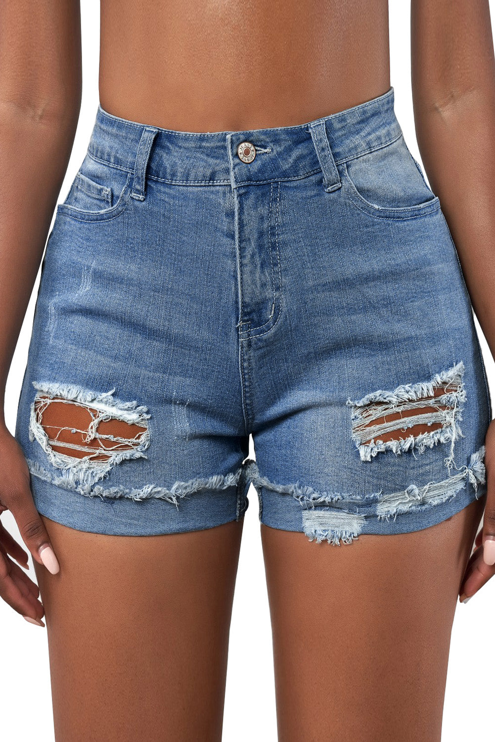 Distressed Denim Shorts