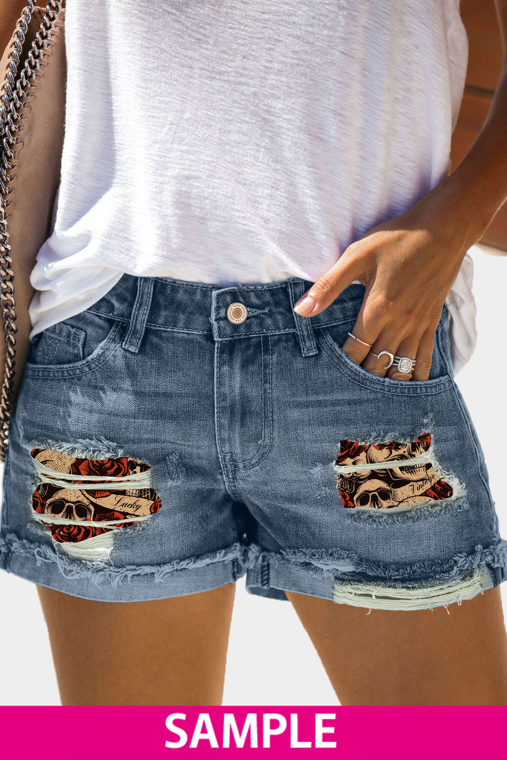 Distressed Denim Shorts