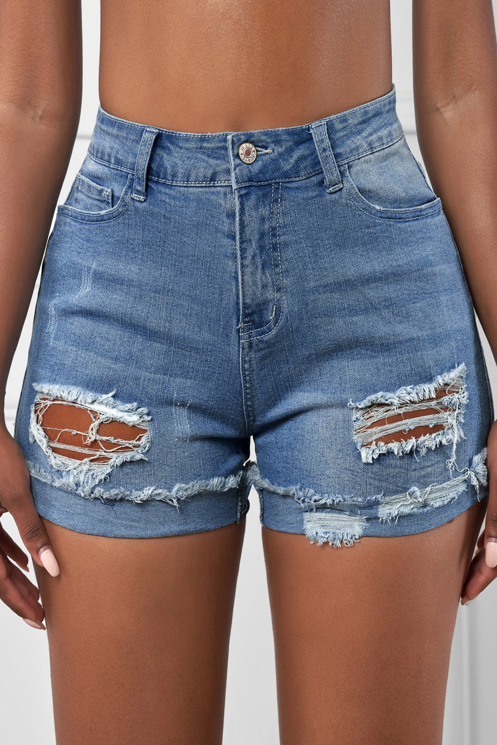 Distressed Denim Shorts