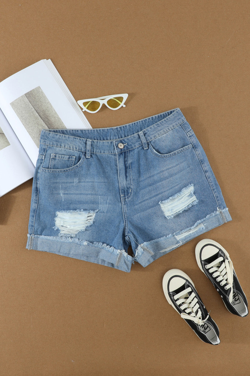 Distressed Denim Shorts