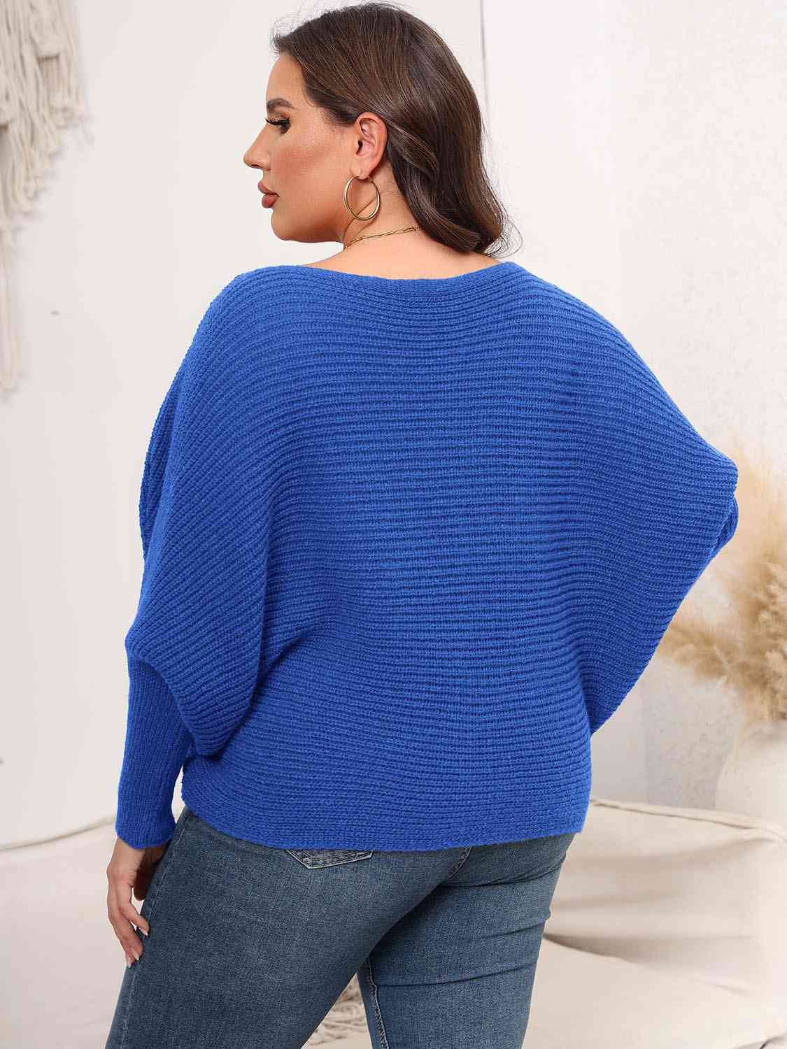 Boat Neck Batwing Sleeve Sweater