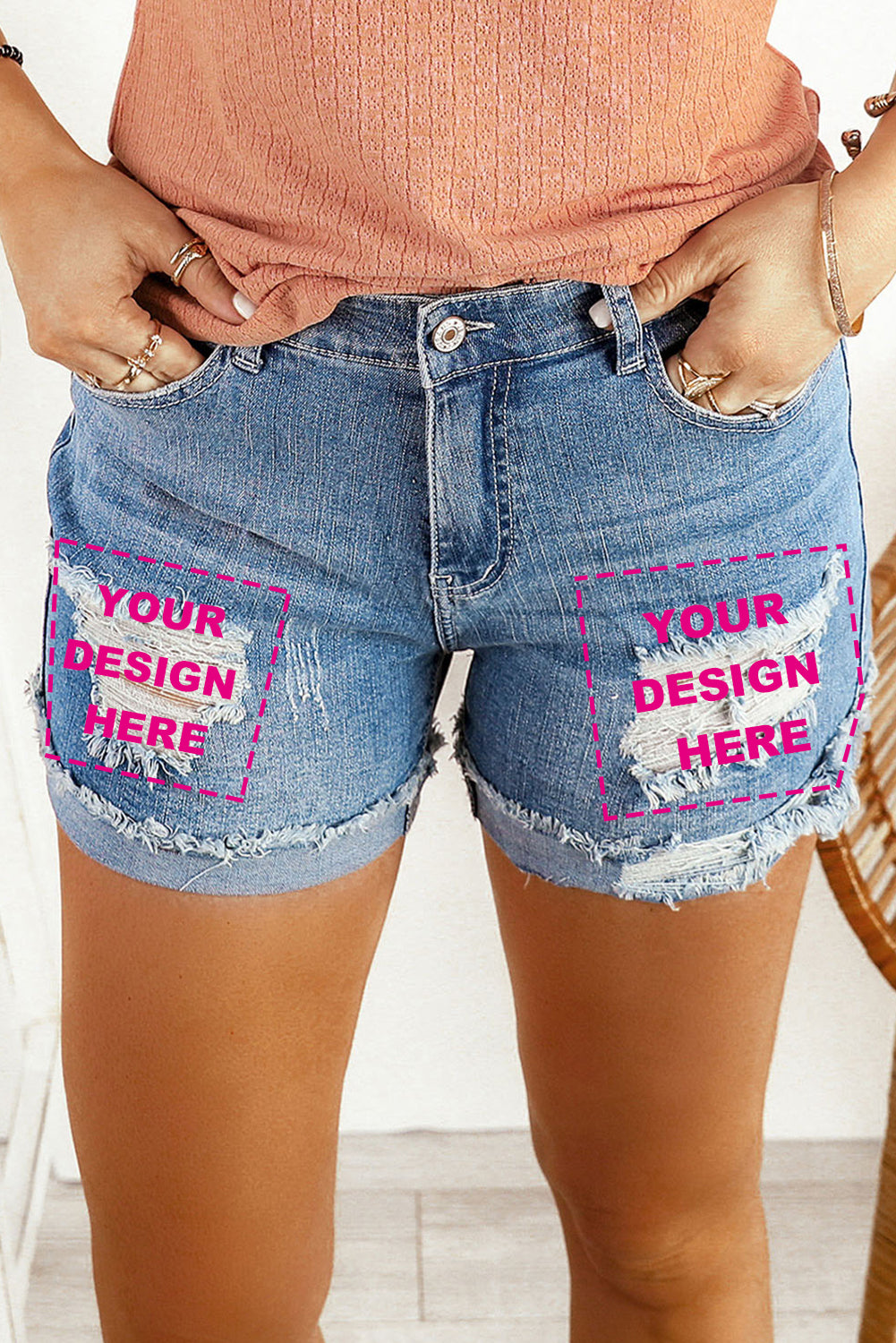 Distressed Denim Shorts