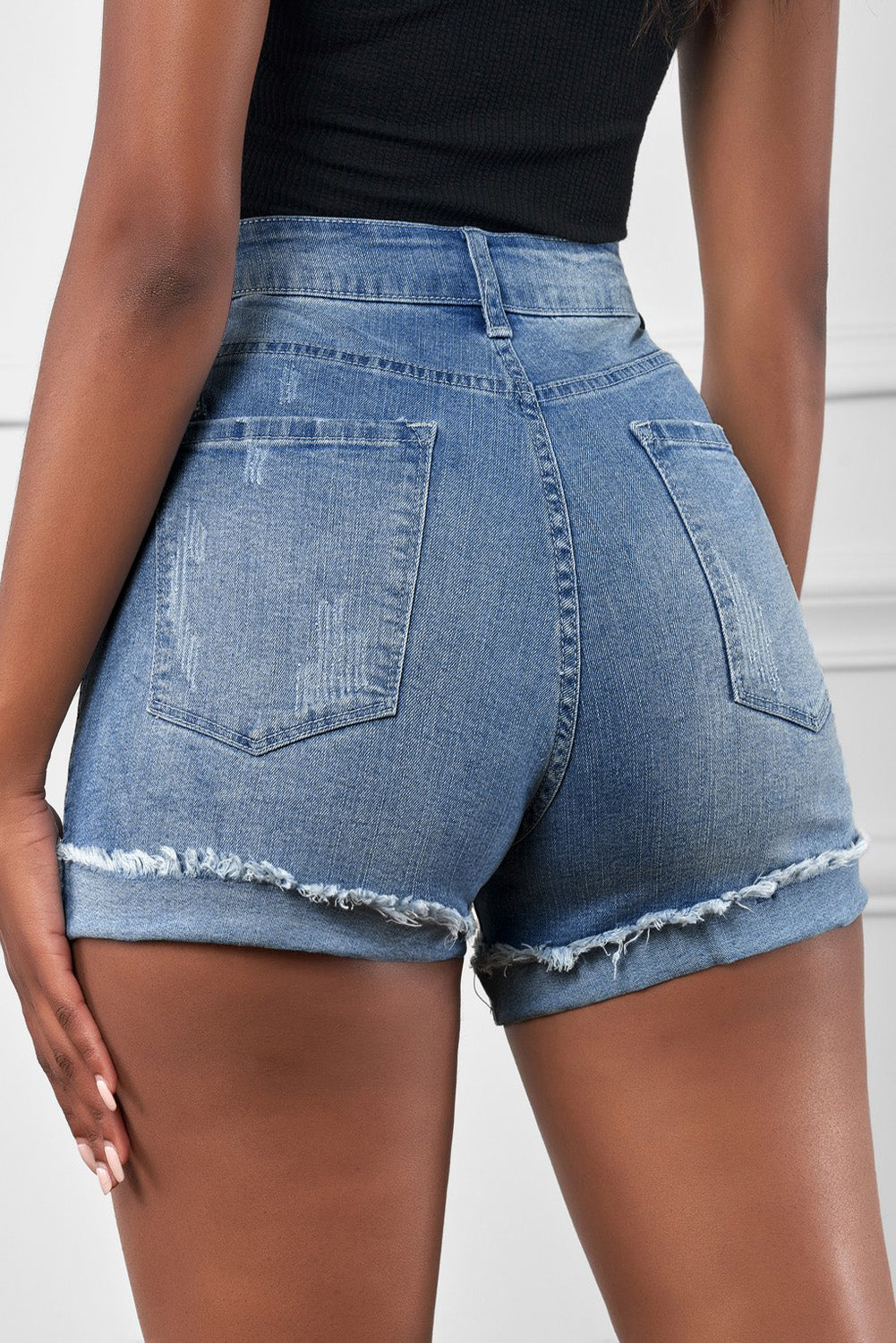 Distressed Denim Shorts